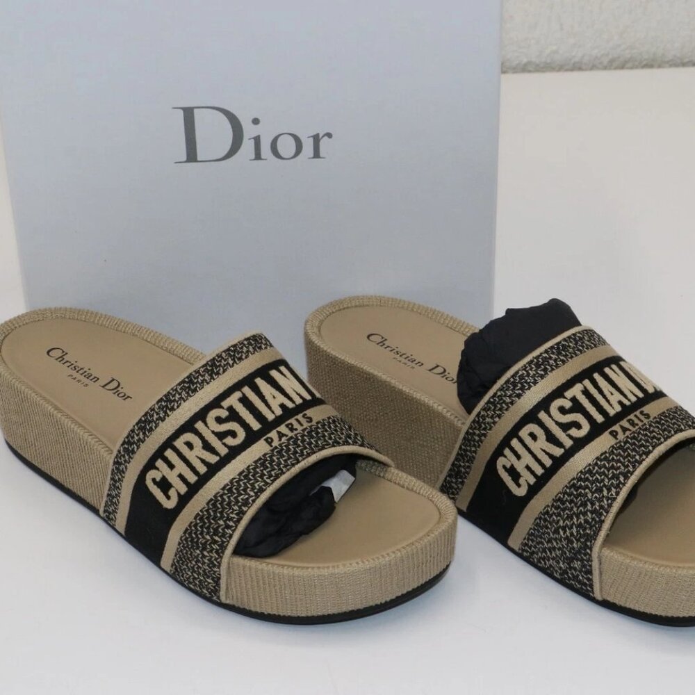 Christian Dior D-Way Wedge Slides Platform Obliqu… - image 2